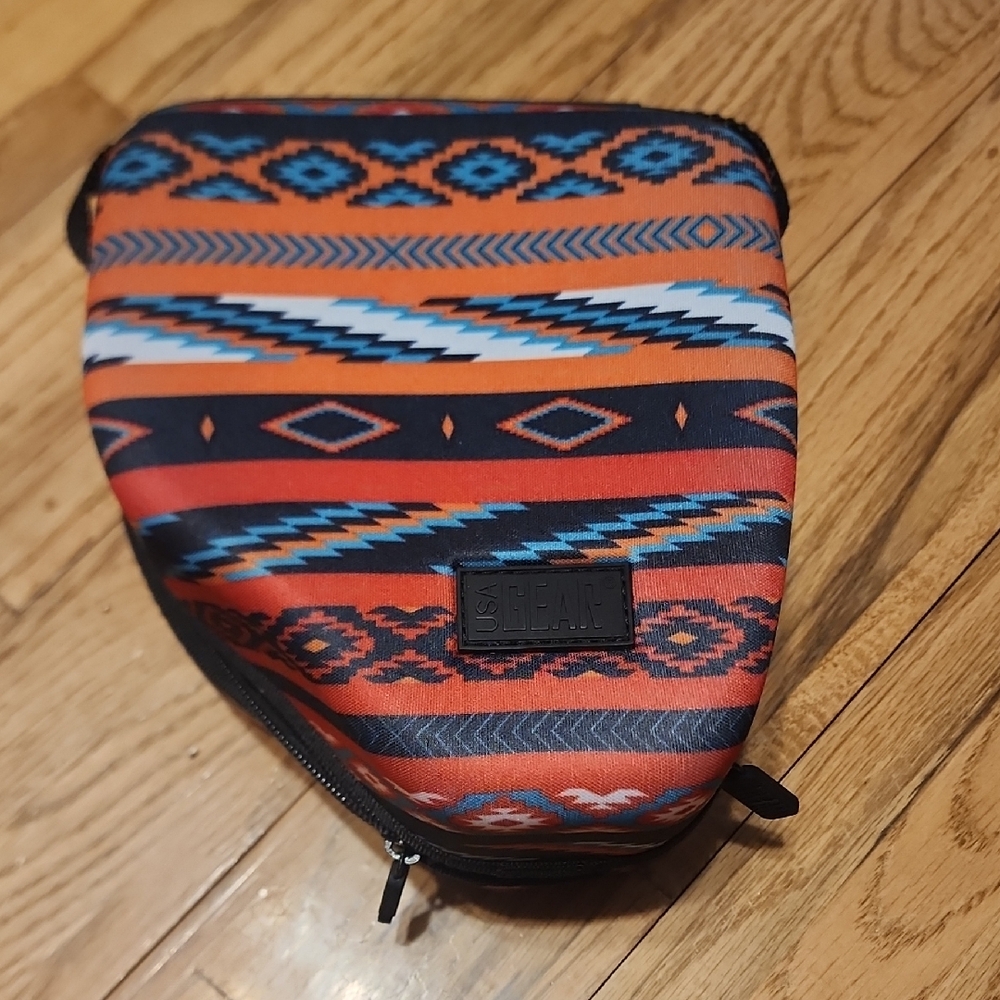 Orange & Blue Patterned Camera Case with Zip Closure